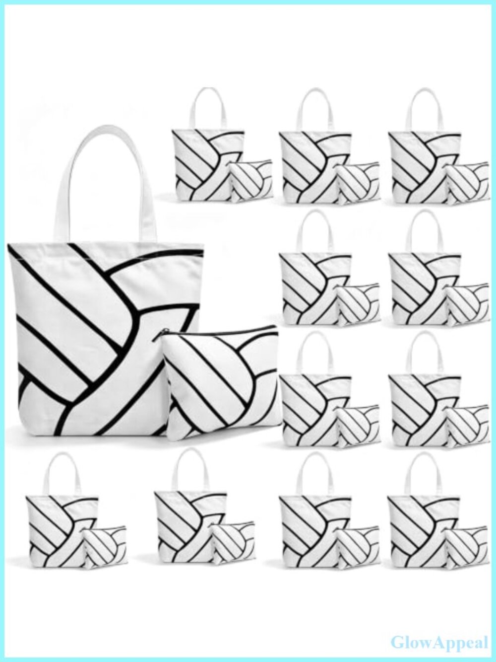 Canvas Volleyball Tote Bag Set 24 Pcs Teen Girls Gift